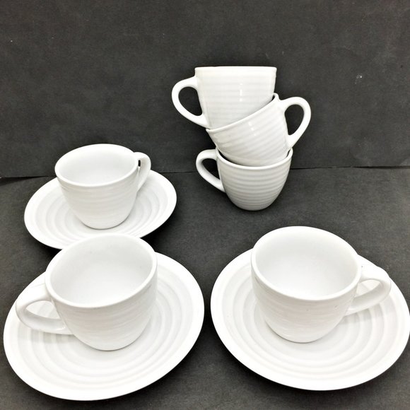 Set of 3 Vintage Demitasse White Cups & Saucers - Picture 1 of 6